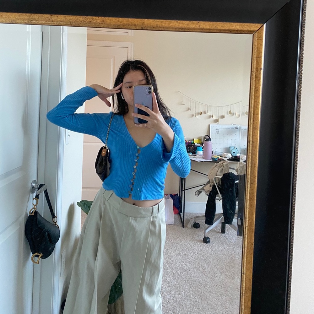 reformation gellar top in parisian blue